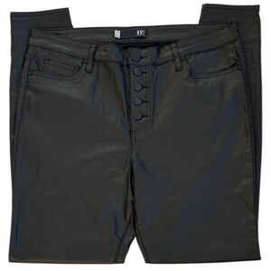 EUC Kut From The Kloth Coated Mia High Rise Skinny Button Fly Pants Black Sz. 16